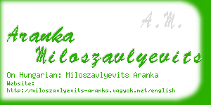 aranka miloszavlyevits business card